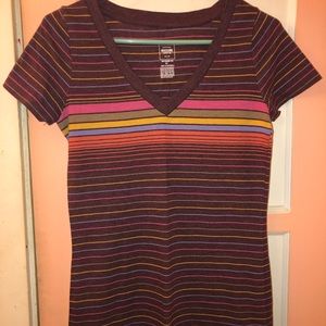 Striped v-neck top